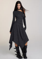Heavy waist irregular skirt off-shoulder dress